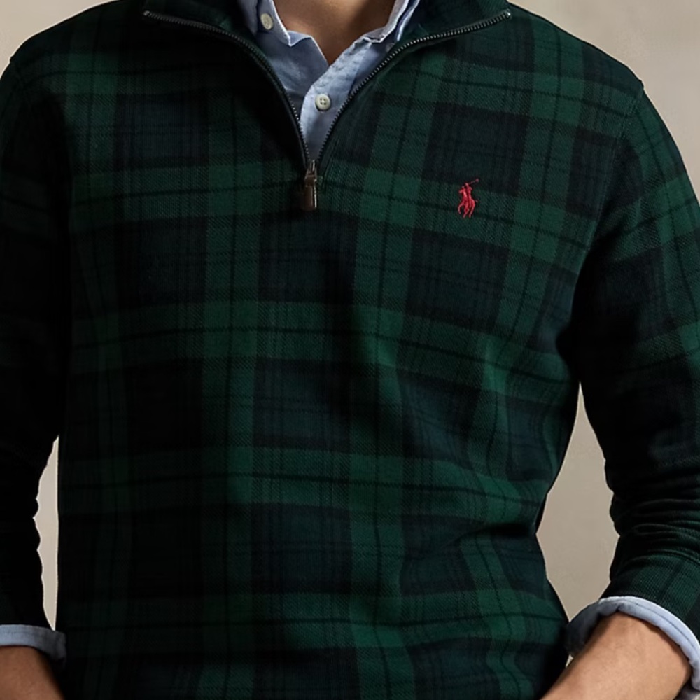 Ralph Lauren Men's Dark Green Plaid Shirt